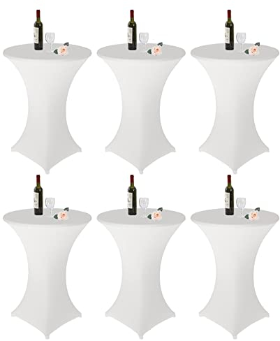 6 Stück Stretch Stehtisch Husse Stehende Tischdecke 80 x 110cm Elastische Tischdecken für Bar Counter, Runde Tisch Hochzeit, Geburtstagsfeier Weihnachten