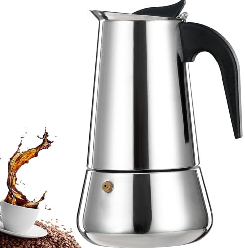 DITOSH 2 Cup Stovetop Espresso Maker Stainless Steel Moka Pot Espresso Maker Percolator Italian Coffee Maker Capable Mocha Coffee Machine Cafe Classic Maker for Home and Camping 100ml 3.3oz