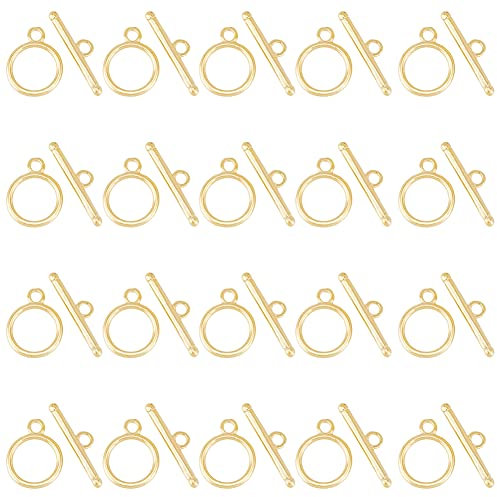 DICOSMETIC 20 Juego de Cierres de Palanca Hallazgos Barra de Metal Chapada En Oro de 24K Y Cierres de Anillo Conectores de Barra En T Pequeños Cierres Finales Cierre de Pulsera Cierres
