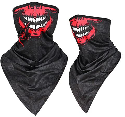 ZLYJ 2 Pcs Moto Crâne Masque Demi Masque Cou Chapeaux en Plein Air Ski Crâne Parti Masques Sport Halloween Masque pour Motocyclisme C