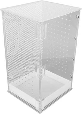 TOPINCN Reptilien-Terrarium-Tank, Acryl-Reptilientank-Belüftungsloch, Magnetische Tür, Auslaufsicher, Transparent, Sicher für Frosch und Einsiedlerkrebs (M)