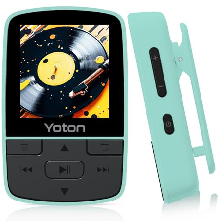 Yoton Lecteur MP3 Bluetooth, Clip, FM, Enreg, Podom, Vert, SD Non Inclus