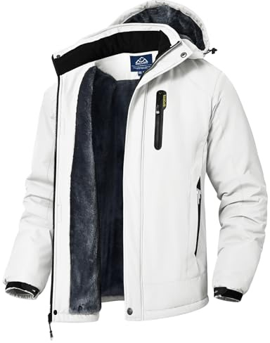 donhobo Herren Winter Skijacke Atmungsaktiv Warm Gefüttert Winterjacke Wasserdichte Winddichte Outdoor Verdickt Funktionsjacke mit Abnehmbarer Kapuze