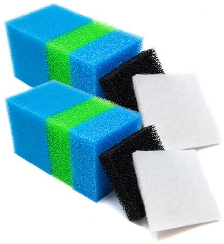 VIALIA 22x Filterschwamm Set für Juwel Compact BioFlow 3.0/M | 4X Fein, 2X Grob, 2X Nitrat, 4X Kohle, 10x Watte, Filtermedien & Aquarium Schwämme, Zubehör für Süß- & Meerwasseraquarien