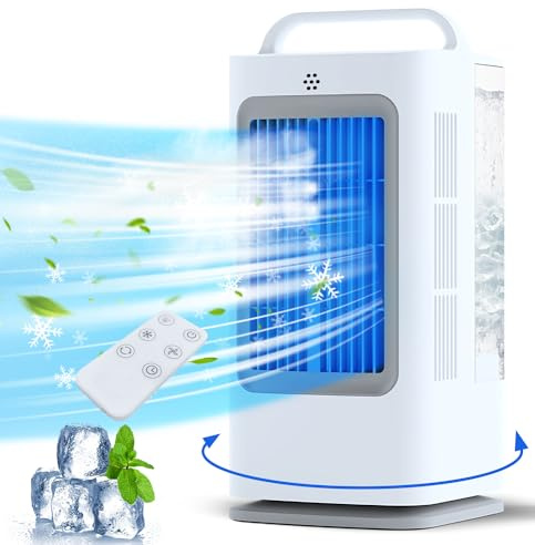 XAMATTS - 1700ml Portable Evaporative Air Conditioner with Remote Control, Portable 120° Oscillating Mini Air Conditioner with 3 Speeds and 1-7H Timer, AC Unit