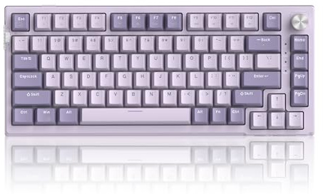 MageGee SKY81 75% Wireless Gasket Mechanical Gaming Keyboard, Hot Swappable RGB Custom Creamy Keyboard w/ 5-Layer Padding, BT/2.4G/USB-C, Knob Control, NKRO for Win/Mac (Dreamy Sky, Violet Switch)