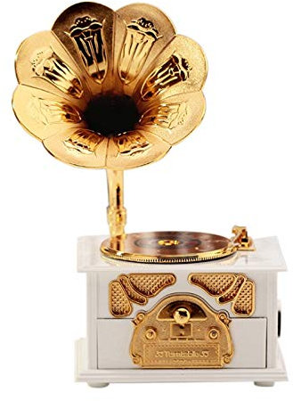 CAFIEDR Gramophone geformt Klassische Vintage Spieluhr Handkurbel Typ Spieluhr Bewegung DIY romantische Tropfen