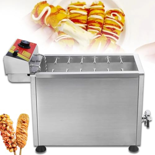 Eastnmythet 25L Cheese Hot Dogs Sticks Fryer, 3000W Commercial Electric Corn Dog Fryer, Stainless Steel Hot Dog Maker Machine