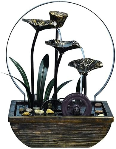 BIOMICE Tabletop Water Fountain Water Lily Fountain Cascade Waterfall Indoor Fountain Perfect Decoration Suitablefor Home Decoration Tabletop Fountain