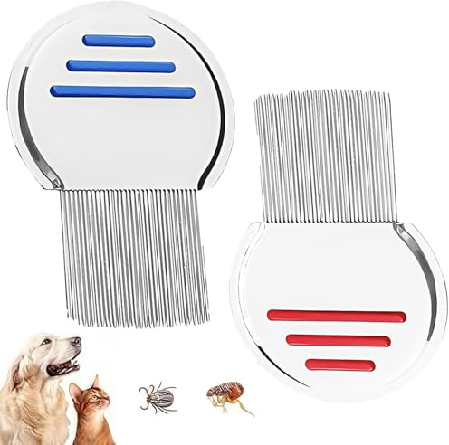 2 PCS Stainless Steel Lice Combs, Professional Stainless Steel Nit Comb for Head Lice Treatment Durable and Easy to Clean Ergonomic Handle for Comfortable Grip