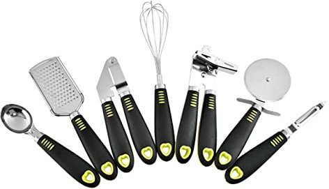 Cabilock 7stücke Teiliges Küchenutensilien-Set Schneebesen Pizzaschneider Reibe Eisportionierer Schäler Dosenöffner Knoblauchpresse Kunststoffgriff Leicht Zu Reinigen Ergonomisches