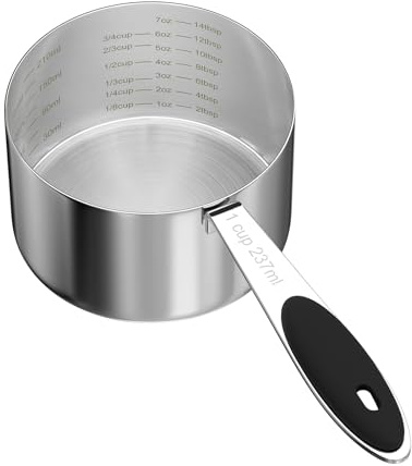 LEIFENY 1PCS 1CUP(237ml) Dog Cat Food Scoop, Stainless Steel Measuring Cup, Metal Pet Scooper with Inner Precision Scale Measurement