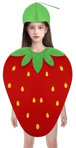 ChouGlow Disfraz de fresa unisex para niños, disfraz de fruta, disfraz de carnaval – Funny Carnaval Halloween Fancy Dress para niños y niñas