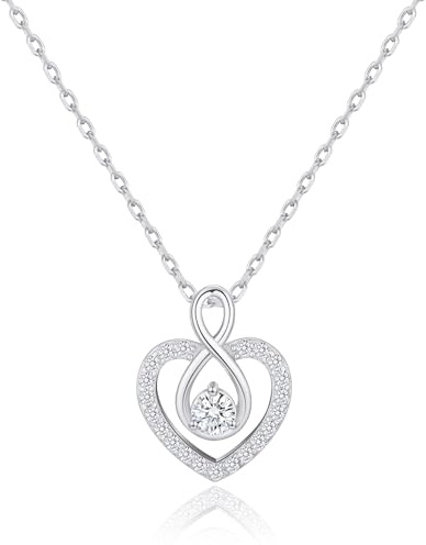Philip Jones Sterling Silver Infinity Heart Necklace Created with Zircondia® Crystals