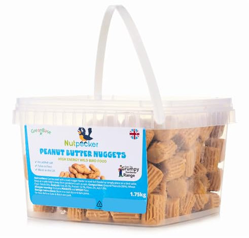 Grumpy Gardener Peanut Butter Bird Food Suet Nuggets – High-Energy Wild Bird Feed for Year-Round Feeding – Firmer Than Suet Pellets, All Natural, Loved by Robins, Blue Tits & Woodpeckers, 1.75kg