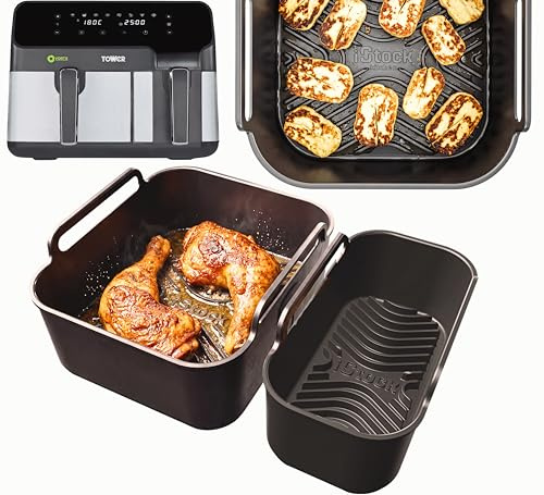 AirFlow Pro™ Tower 5.2L/3.3L Premium Silicone Liners | Glove-Like Fit, 3mm Thick with 15mm Raised Ridges for Airflow | Dishwasher Safe | Tower 8.5L Silicone Liners | 2PCS | by iStock Kitchen