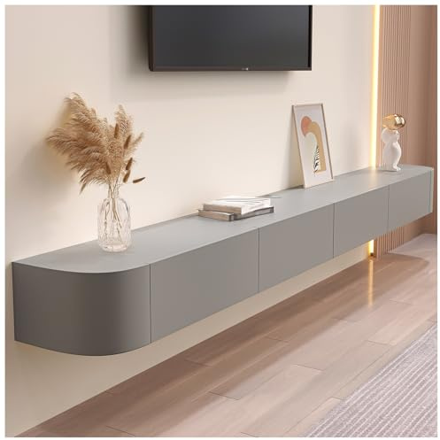 Floating TV Unit Cabinet, Wall Mounted TV Shelf, Standing Or Hanging TV Lowboard, Entertainment Center for Living Room, Practical and Functional(Grey)