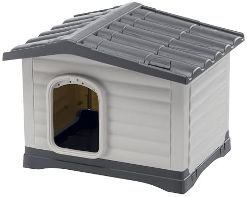 Ferplast Dog Kennel Outdoor DOGVILLA 60 SE, Dog House, Dog Kennel, Draining Bottom, Insulating Base, Removable Roof, Ventilation Grille, Recycled Plastic, 58 x 48 xh 44 cm