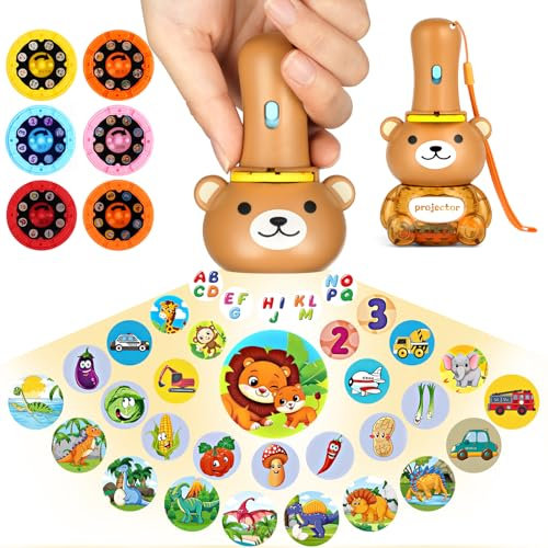 HOTUT Torch and Projector, Torch Light and Projector with 6 Discs 48 Images, Children's Projector Torches, Kids Night Light Torches, Plastic Flashlight Toy Gift for Toddler and Age 3+ Years Children