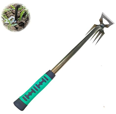 Garden Weed Pulling Tool, Uprooting Weeding Tool, Hand Weeder with Ergonomic Grip – Portable Weed Rake Tools for Yard, Garden, Flower Beds (5 Teeth)