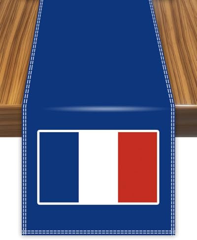 Frankreich Tischläufer, französische Flagge Tischdecke für Lebensmittel Heimdekor Tischdecke Tuch Runner France 30 × 180cm