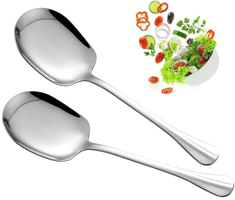 EUREKORA Servierlöffel 25 cm 2 Stück Vorlegelöffel Kochlöffel mit Langen Griffen Salatlöffel Großer Löffel für Bankett Buffet Restaurant Vorlegebesteck