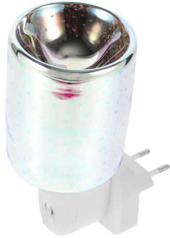 TOBBOMEY Calentador De Velas Eléctrico De Vidrio 3D, Enchufable, Sin Humo, Diseño Compacto, para Aromaterapia Hogar y Oficina, Uso Sala De Yoga o Mesita De Noche, Lámpara De Fragancia Funcional
