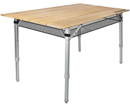 Werkfox Bambus Klappbarer Camping Tisch; Höhenverstellbarer Klapptisch für Garten; Outdoor Beistelltisch Faltbar, Wetterfest & Ultraleicht; Ideal als Campingtisch, Gartentisch & Picknicktisch (XXL)