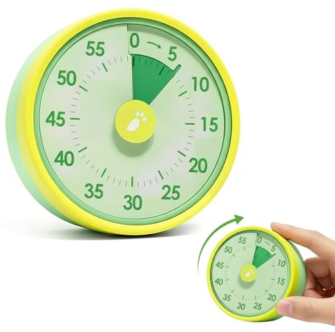 Colexy Temporizador Visual para Niños, Temporizador Mecánico Magnético de 60 Minutos para Cocina, Aula, Oficina y Hogar, Herramienta de Gestión del Tiempo para Estudio, Repostería, Cocinar (Verde)
