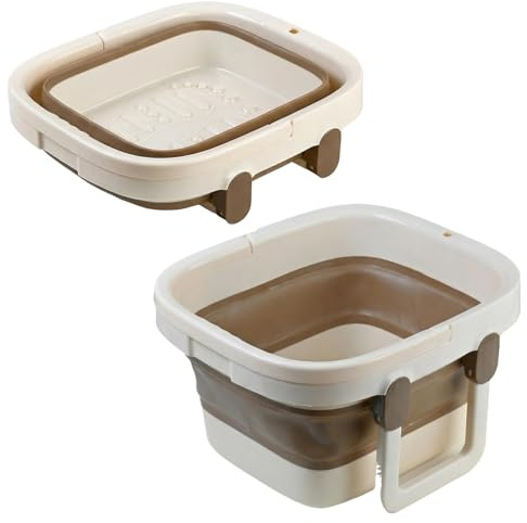 Barreño Plegable, Barreño con Estructura Reforzada, Baño de Pies Retráctil con Nódulos de Masaje y Asa, Remojo de Pies, Cuidado y Relajación, Balde Plegable