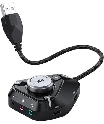 YROHGKPN Carte son USB Carte son externe avec 3 x 3 5 mm 2 x USB 1 x adaptateur de port de type C pour ordinateur de bureau PC ordinateur portable casque puce de réduction du bruit