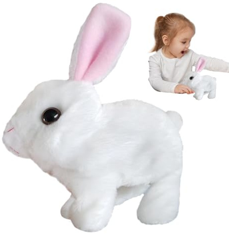 Conejito interactivo realista, juguete de conejito interactivo para niños - Juguete interactivo de peluche de figura de peluche - Mascota electrónica realista conejo, saltar, vibrar e