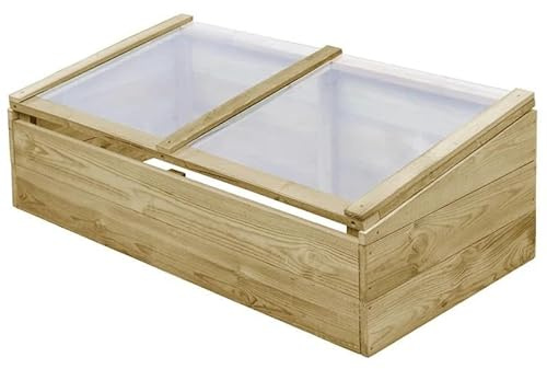 Serra 2 pezzi in legno di pino impregnato e PVC 100 x 50 x 35 cm – durevole e resistente alle intemperie per giardino e terrazza, perfetta per la coltivazione di piante e ortaggi