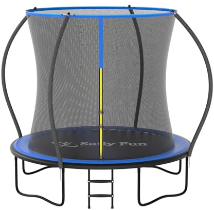 Safly Fun Trampolin Outdoor Ø 244 cm with Montagezubehör, Trampolin Kinder, Bodentrampolin, Die Maximale Tragfähigkeit Beträgt 150 kg, Für Erwachsene, Kinder und Familien