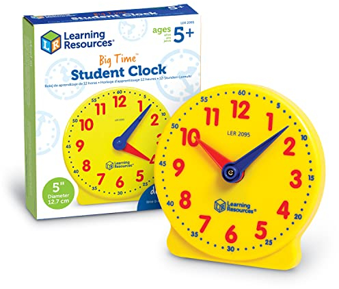 Learning Resources Big Time Lernuhr – Lernspielzeug zum Uhrzeit Lernen für Kinder ab 5 Jahren – 12-Stunden-Uhr mit farbigen Zeigern – Geschenkidee Weihnachten – 13 cm