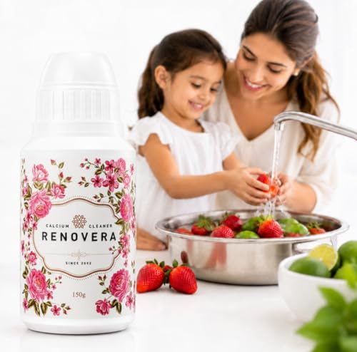 Renovera, organisk frukt- och grönsaksrengöring, kalciumbaserad pudertvätt, 150 g, 6,1 x 2,9 x 2,8 tum, Pink.l