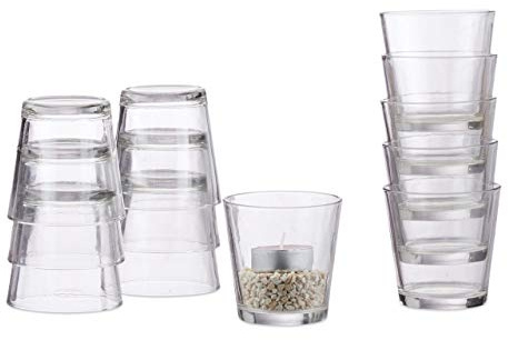 Relaxdays Teelichtgläser 12er Set, konisch, Tischdeko, Gläser für Dessert, Votivgläser, Gastgeschenk, 7,5 cm Ø, klar