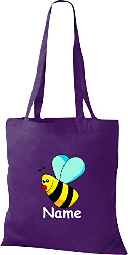 Shirtinstyle Stoffbeutel Tasche, Tiermotiv Biene mit Wunschnamen, Natur Zoo Tiere Animal, Geschenk, Baumwolltasche, Logo, Spruch, Verwandschaft, Motiv, Farbe Kiwi