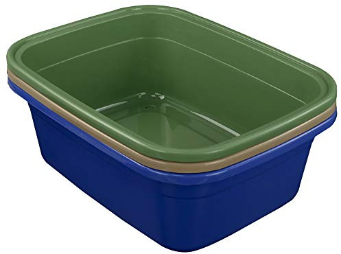 Gloreen 18 Quart Wash Basins, Large Plastic Rectangular Dish Pan/Tub, 3 Packs