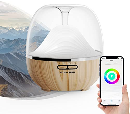 Alexa Diffuseur d'Huiles Essentielles WiFi, Ankrs 600ml Humidificateur d'air Compatible avec Alexa/Google Home, Smart Diffuseur Parfum Electrique RGB Colorées, Timer et Contrôle à Distance sur l’APP