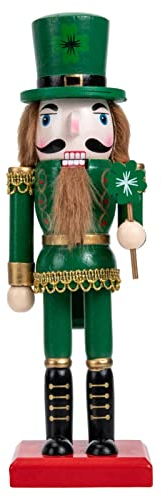 Didiseaon Christmas Nutcracker Puppet Figurine 25CM Traditional Wooden Nutcracker Ornaments with Fake Lollipop Decor for Christmas Party, St. Patricks Day Home Art Decor
