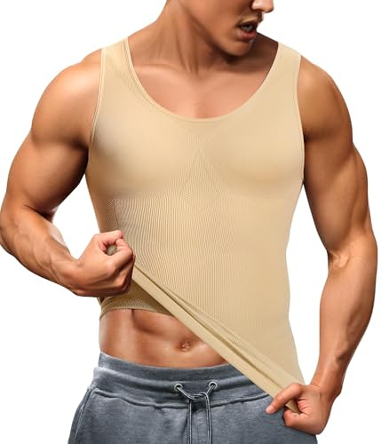 Junlan Homme Débardeur Ventre Plat Minceur Gilet Amincissant Invisible Compression Forte Posture sous-vêtements (Nude, X-Small-Small)