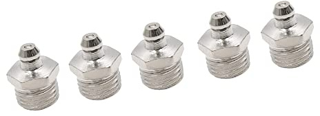 A ABSOPRO 1/4 Testina Ingrassatore Nickel Placcato Dritto Grasso per Ingrassatore Nipplo Raccordo (Set di 5)