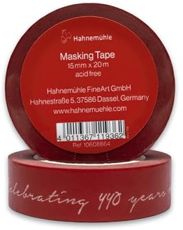 Hahnemühle Cinta adhesiva, cinta Washi impermeable, adecuada para acuarela, 20 metros de longitud (rojo, 15 mm)