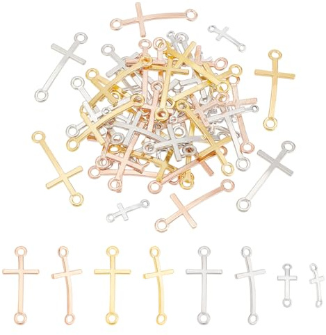 PH PandaHall 48 Stück Ostern Kreuz Anhänger Links, 4 Stil Kreuz Charms Doppelte Schleife Kreuzglieder Legierungs Verbindungs Charms für Ostern DIY Armband Halskette Schmuck Basteln Partygeschenke