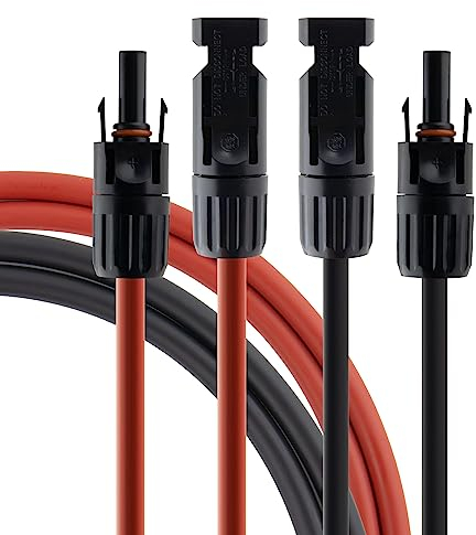 SeKi Solarkabel 4 mm² rot/schwarz - 15m; inkl. Steckverbindern; Verlängerungskabel; PV Kabel H1Z2Z2-K; Anschlusset 1x rot + 1x schwarz