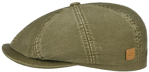 Stetson Hatteras Cotton Flatcap Zeitloser Stil Robuste Schirmmütze Herren Atmungsaktiv Komfortabel Herbst Winter Oliv L (58-59 cm)
