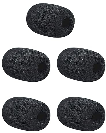 RTRTGS Set 5X Filtri Microfono 3x2,2x0,8 cm, Protezioni Microfoni per Cuffie, Antivento e Antirumore, in Schiuma Nero