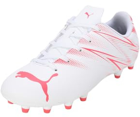 PUMA Chaussures de football Attacanto Fg/Ag Jr unisexes pour enfant, Puma Orchidée de feu blanche, 25 EU
