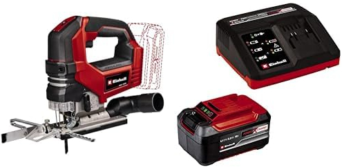 Einhell Sierra de calar con batería TP-JS 18/135 Li BL Professional Power X-Change (18V, 135mm profundidad de corte en madera, 26mm altura de elevación, incl. hoja de sierra)+ Starter Kit 5,2Ah